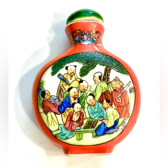 SALS * Signed  EVC Antique Chinese Hand painting Porcelain Snuff Bottle